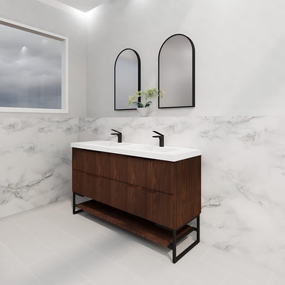 RIVA BALI BROWN OAK 1500MM DOUBLE BOWL FLOOR STANDING VANITY