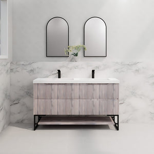 RIVA BALI WHITE OAK 1500MM DOUBLE BOWL FLOOR STANDING VANITY