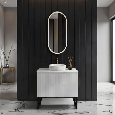 RIVA BALI MATTE WHITE 900MM SINGLE BOWL FLOOR STANDING VANITY