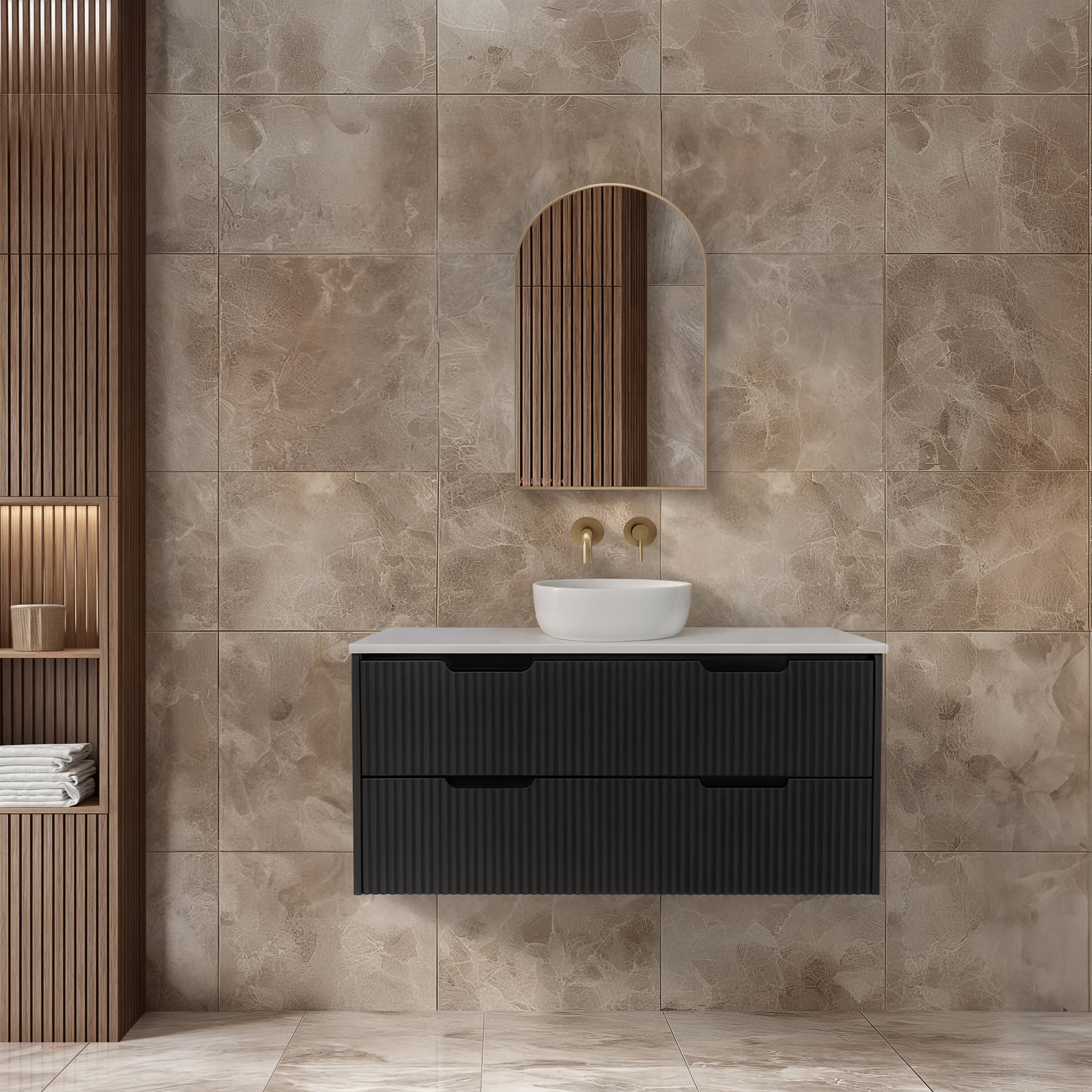 RIVA BALI MATTE BLACK 1200MM SINGLE BOWL WALL HUNG VANITY