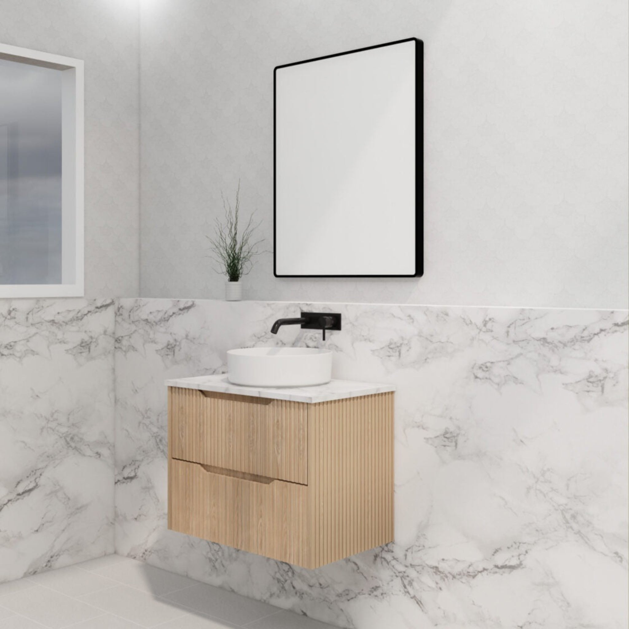 RIVA BALI AMERICAN OAK 750MM SINGLE BOWL WALL HUNG VANITY