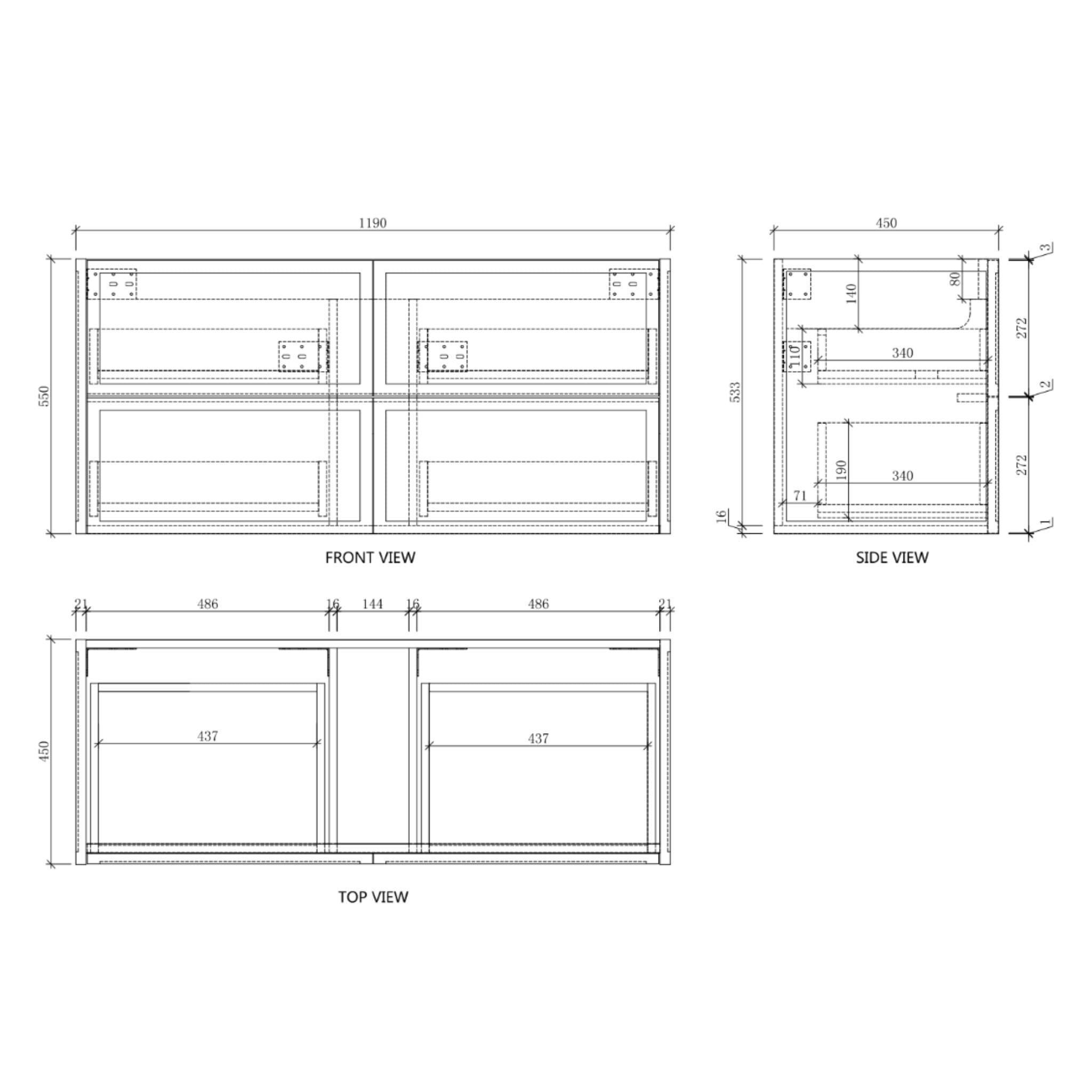 RIVA BANFF COASTAL OAK 1200MM SINGLE BOWL WALL HUNG VANITY