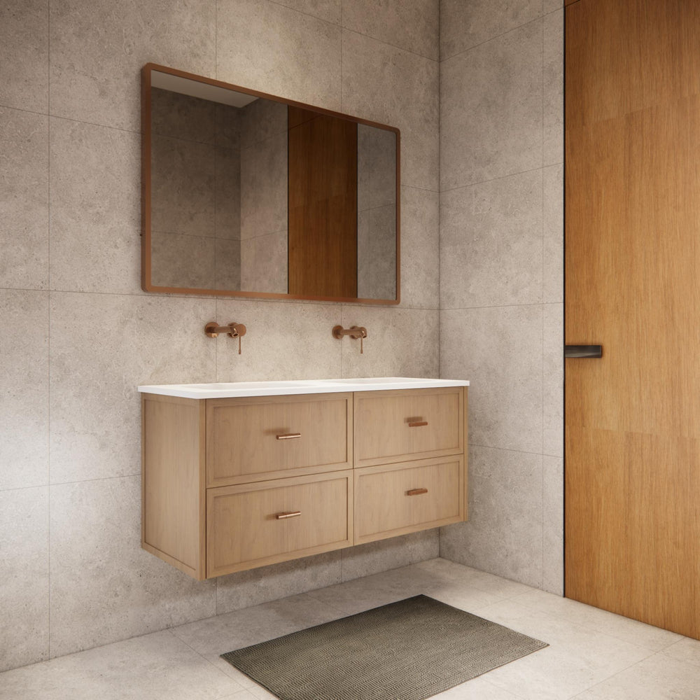 RIVA BANFF COASTAL OAK 1200MM DOUBLE BOWL WALL HUNG VANITY