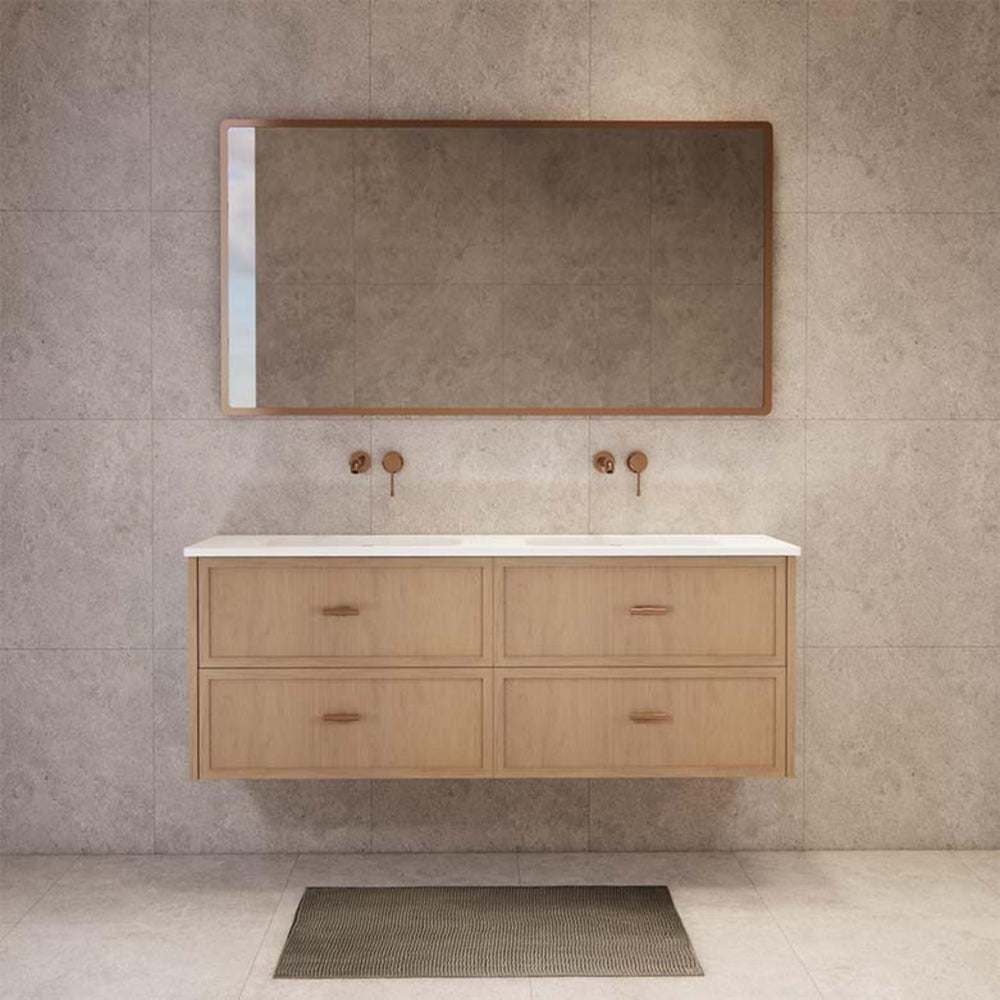 RIVA BANFF COASTAL OAK 1500MM DOUBLE BOWL WALL HUNG VANITY
