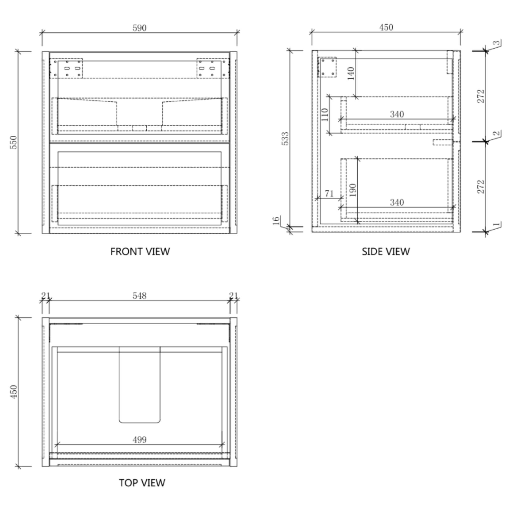 RIVA BANFF COASTAL OAK 600MM SINGLE BOWL WALL HUNG VANITY