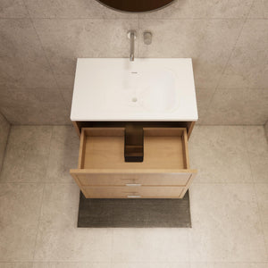RIVA BANFF COASTAL OAK 750MM SINGLE BOWL WALL HUNG VANITY