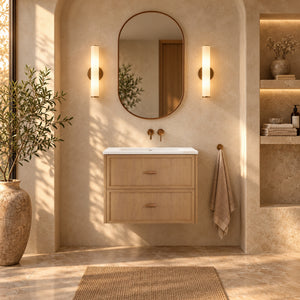 RIVA BANFF COASTAL OAK 750MM SINGLE BOWL WALL HUNG VANITY