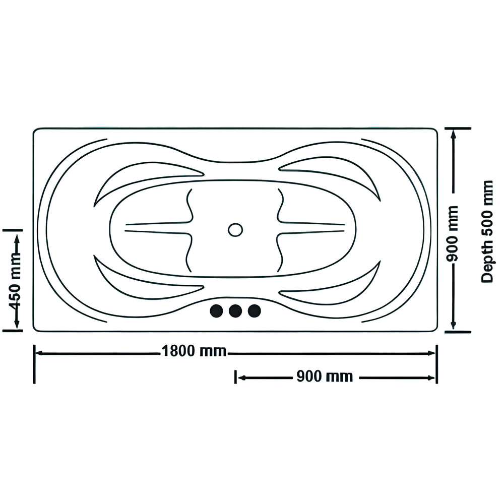 BROADWAY BARGELO PETITE SPA BATHTUB GLOSS WHITE 1800MM WITH 18 JETS