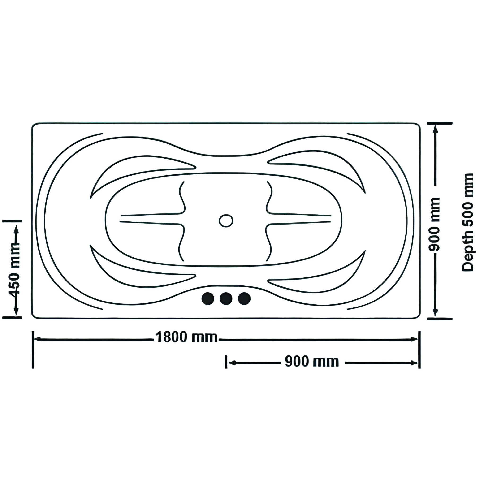 BROADWAY BARGELO PETITE SPA BATHTUB GLOSS WHITE 1800MM WITH 18 JETS