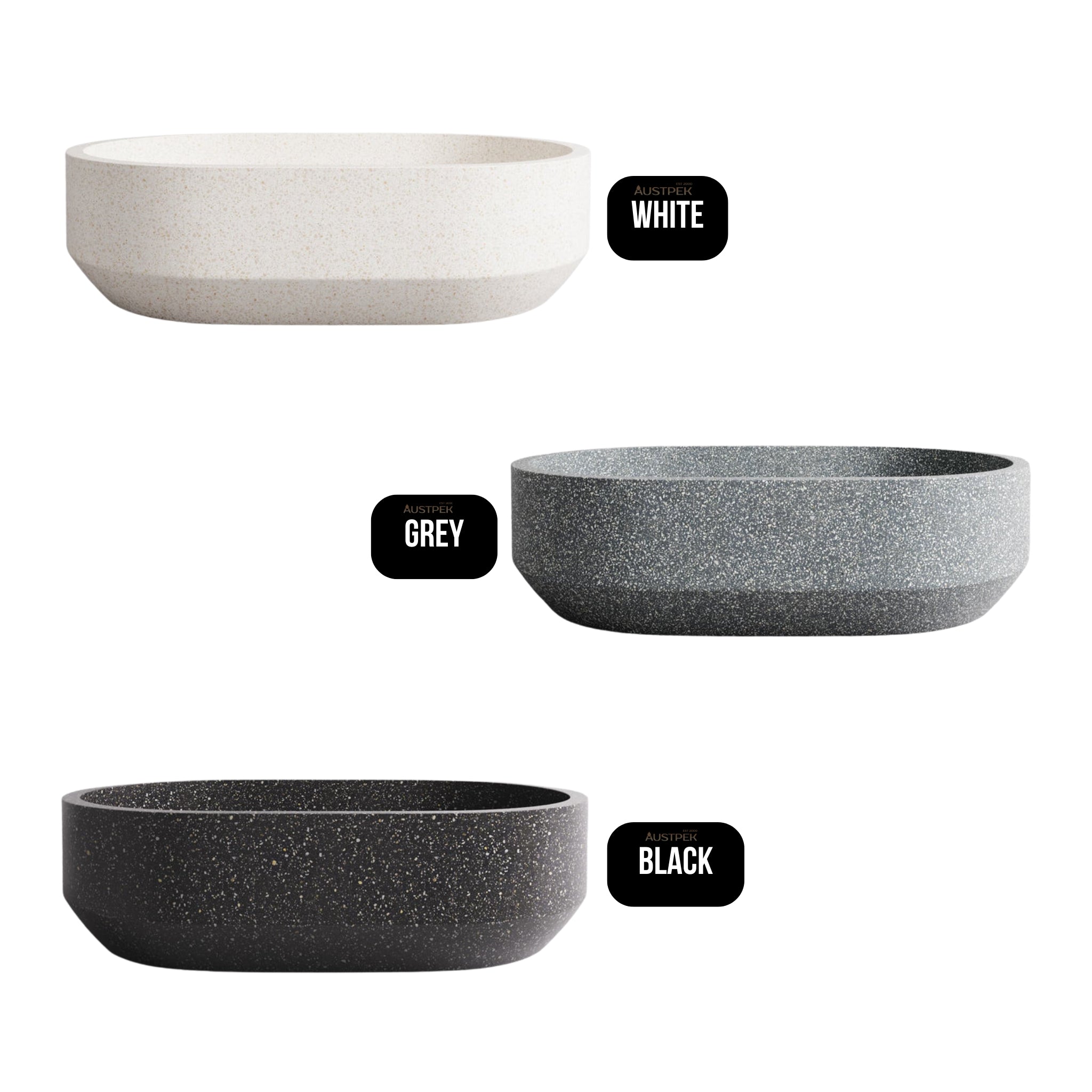 MADU EDEN ABOVE COUNTER BASIN TERRAZO STONE WHITE 450MM