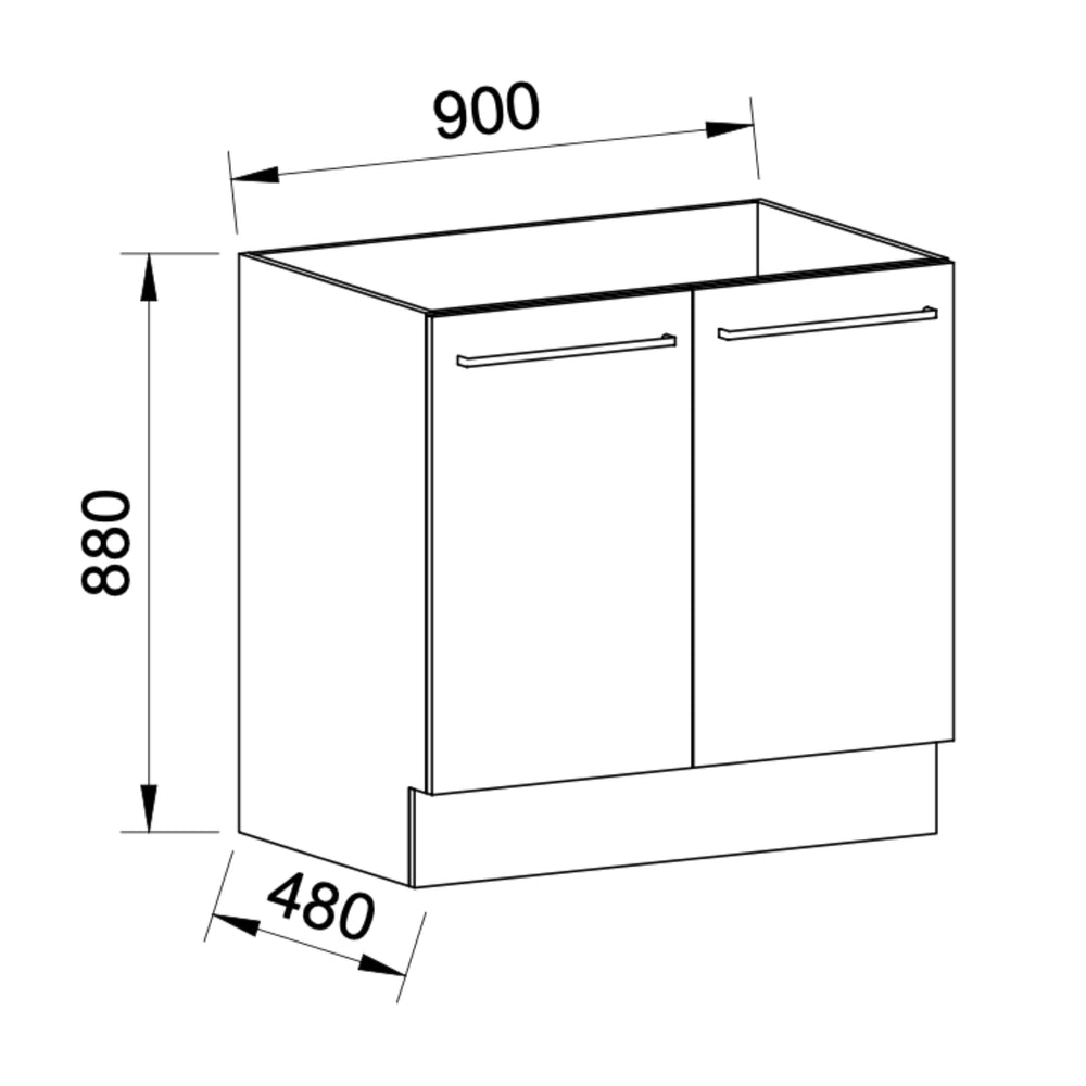 TIMBERLINE CUSTOM LAUNDRY BASE CABINET 900MM