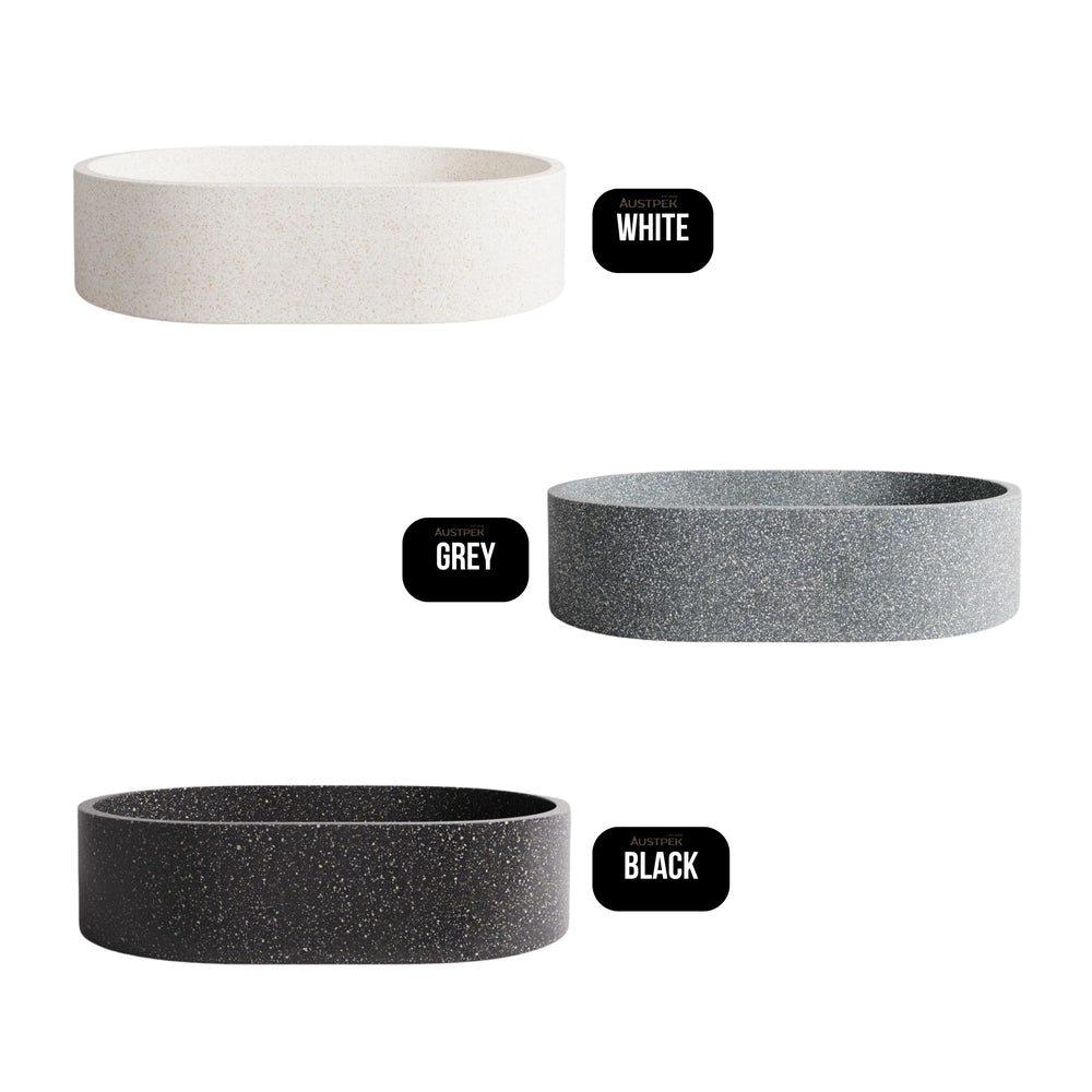 MADU MARGO ABOVE COUNTER BASIN TERRAZO STONE SEAMLESS EDGE GREY 450MM