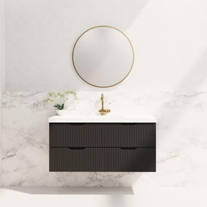 RIVA BALI MATTE BLACK 1200MM SINGLE BOWL WALL HUNG VANITY