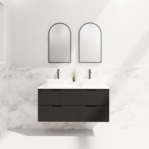 RIVA BALI MATTE BLACK 1200MM DOUBLE BOWL WALL HUNG VANITY