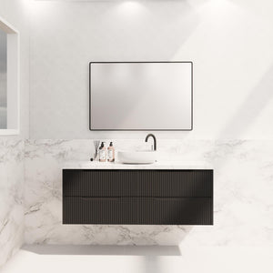 RIVA BALI MATTE BLACK 1500MM SINGLE BOWL WALL HUNG VANITY