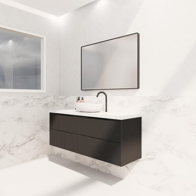 RIVA BALI MATTE BLACK 1500MM SINGLE BOWL WALL HUNG VANITY