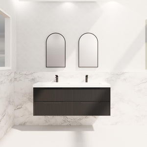 RIVA BALI MATTE BLACK 1500MM DOUBLE BOWL WALL HUNG VANITY