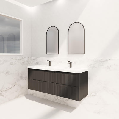 RIVA BALI MATTE BLACK 1500MM DOUBLE BOWL WALL HUNG VANITY