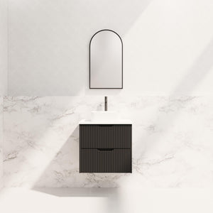 RIVA BALI MATTE BLACK 600MM SINGLE BOWL WALL HUNG VANITY