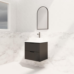 RIVA BALI MATTE BLACK 600MM SINGLE BOWL WALL HUNG VANITY