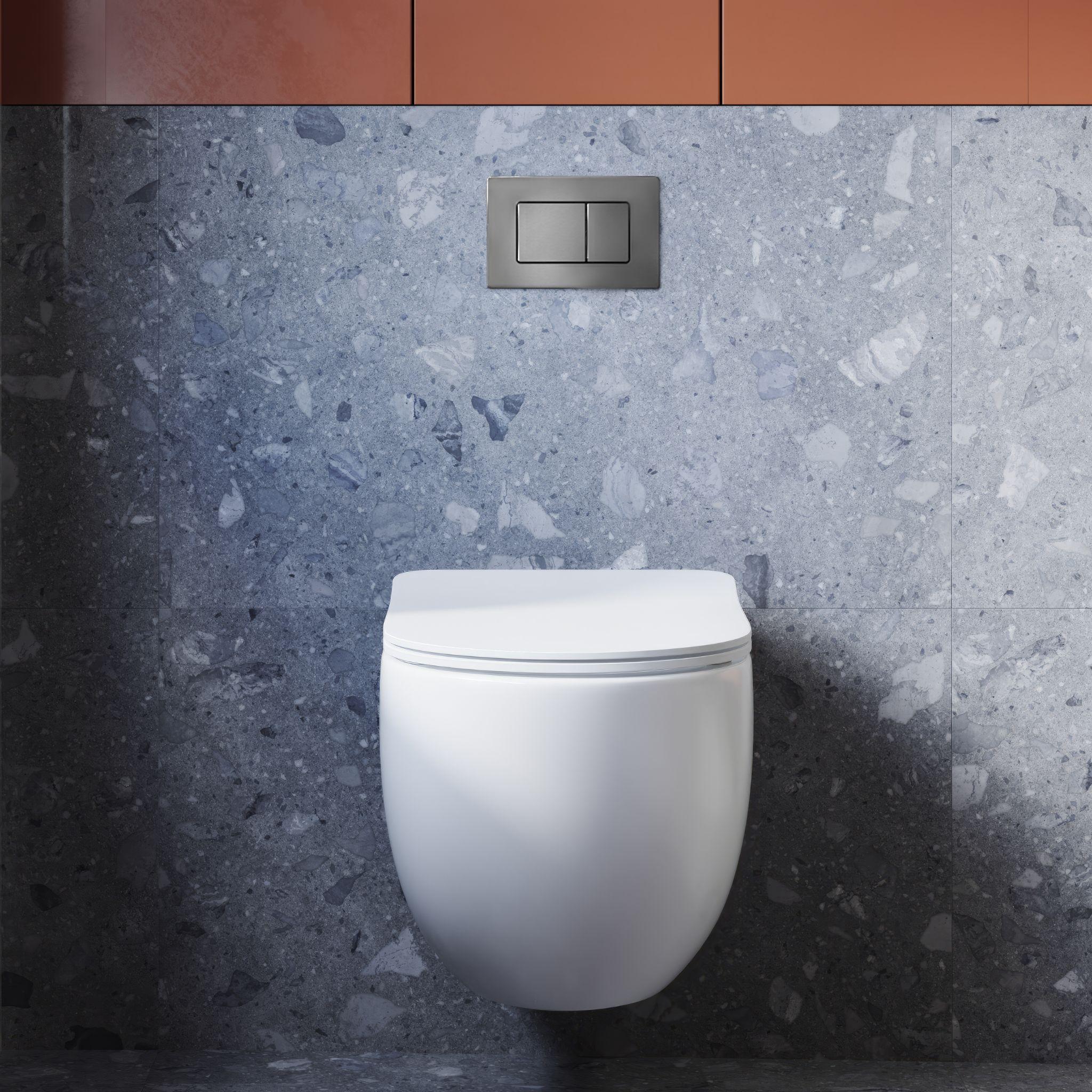 BELBAGNO STAINLESS STEEL IN WALL RECTANGULAR BUTTON FLUSH PLATES 256MM GUN GREY