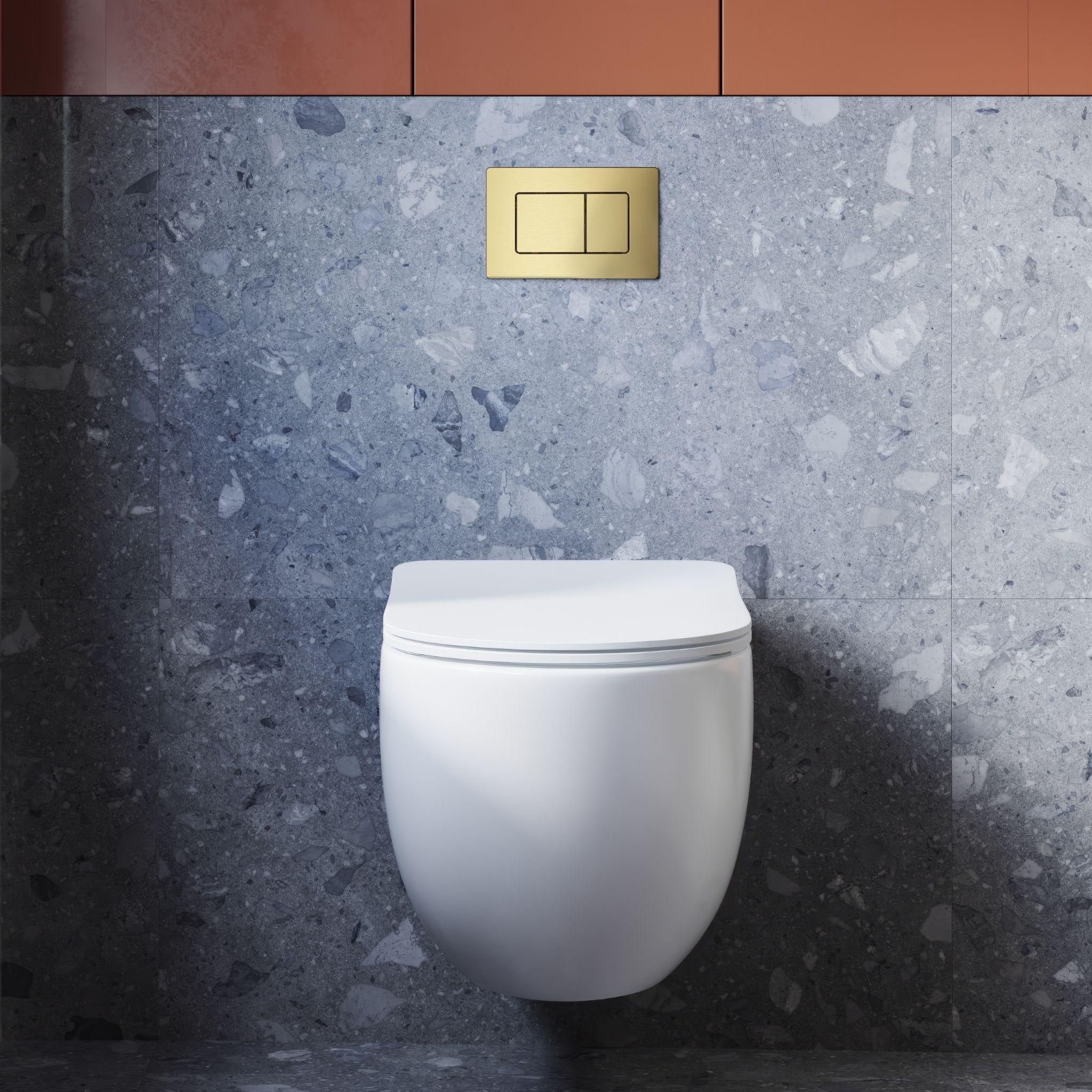 BELBAGNO STAINLESS STEEL IN WALL RECTANGULAR BUTTON FLUSH PLATES 256MM BRUSHED GOLD