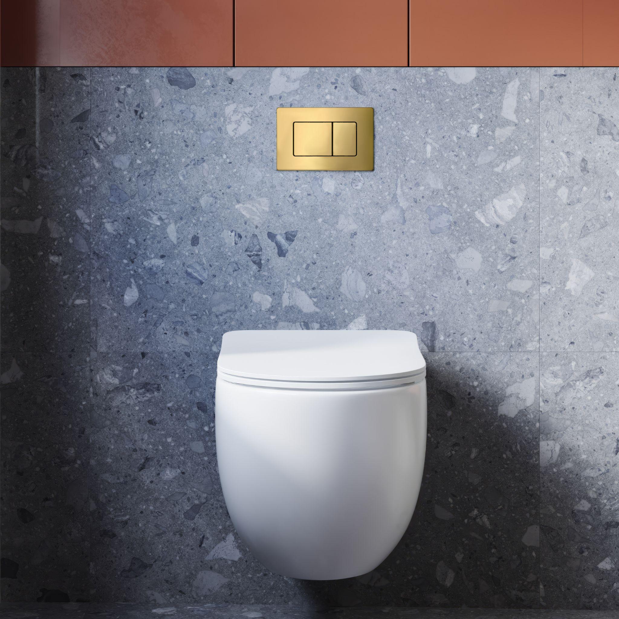 BELBAGNO STAINLESS STEEL IN WALL RECTANGULAR BUTTON FLUSH PLATES 256MM CHAMPAIGN GOLD