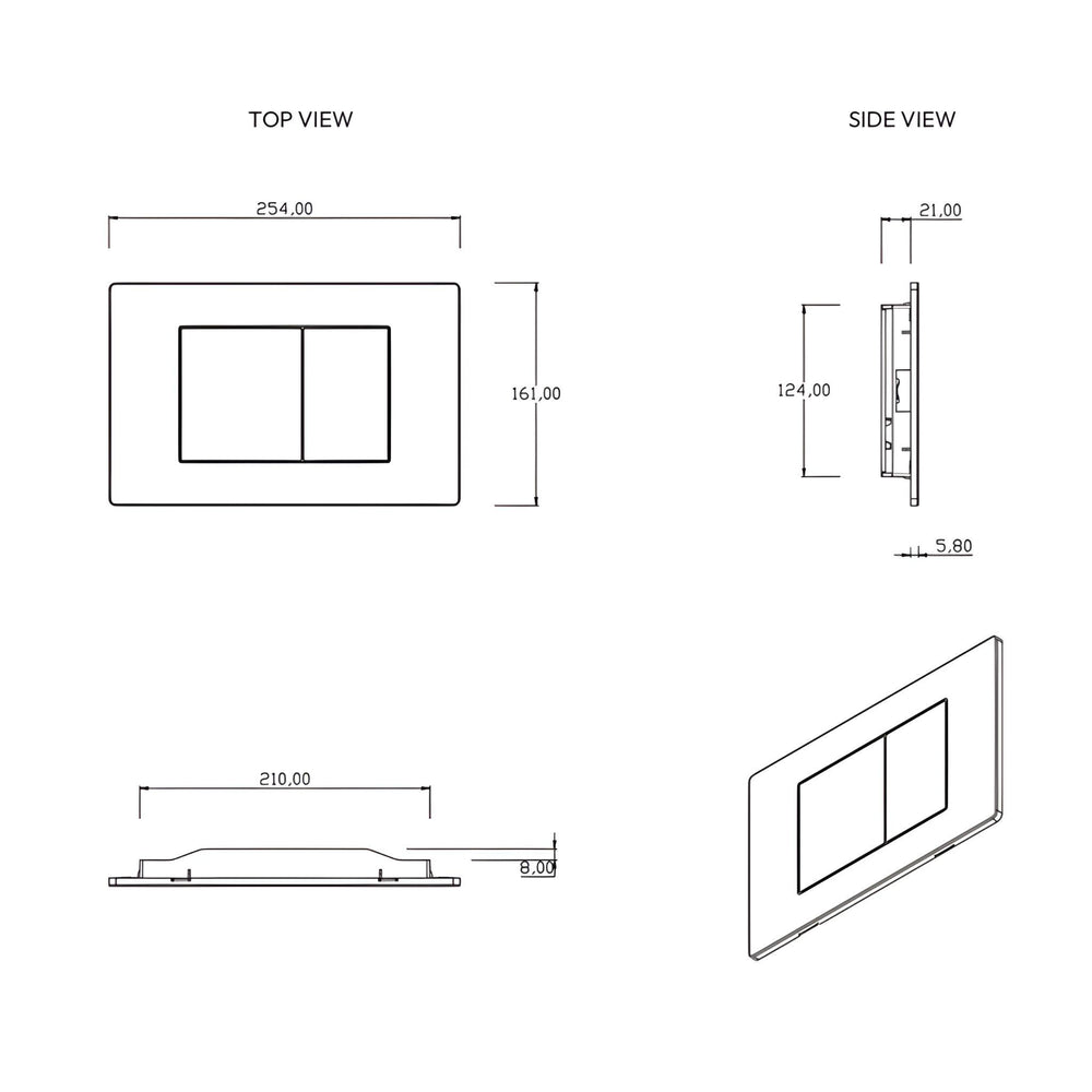 BELBAGNO STAINLESS STEEL IN WALL RECTANGULAR BUTTON FLUSH PLATES 256MM CHAMPAIGN GOLD