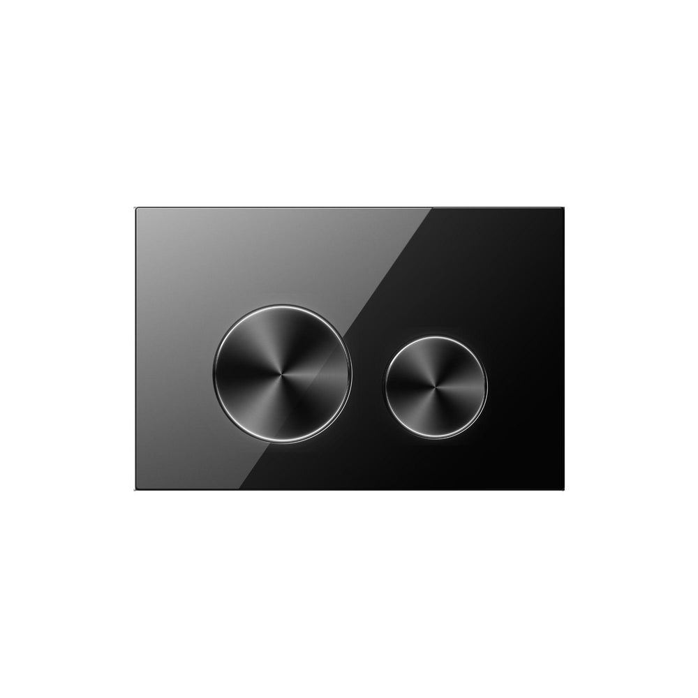 BELBAGNO GLASS IN WALL CIRCLE ALLOY BUTTON FLUSH PLATES 256MM BLACK ALUMINIUM