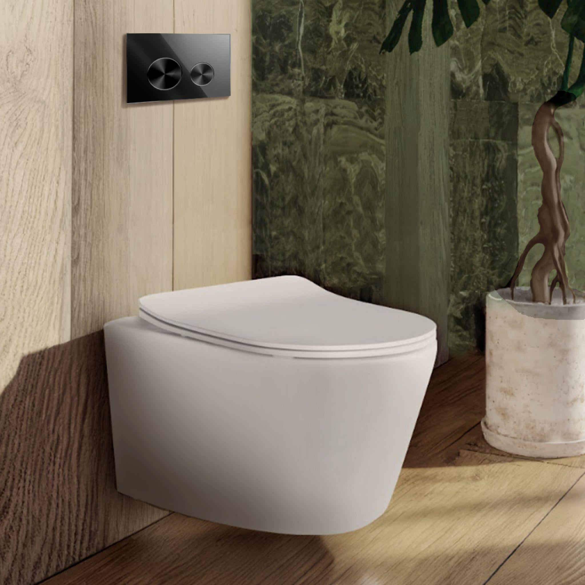 BELBAGNO GLASS IN WALL CIRCLE ALLOY BUTTON FLUSH PLATES 256MM BLACK ALUMINIUM