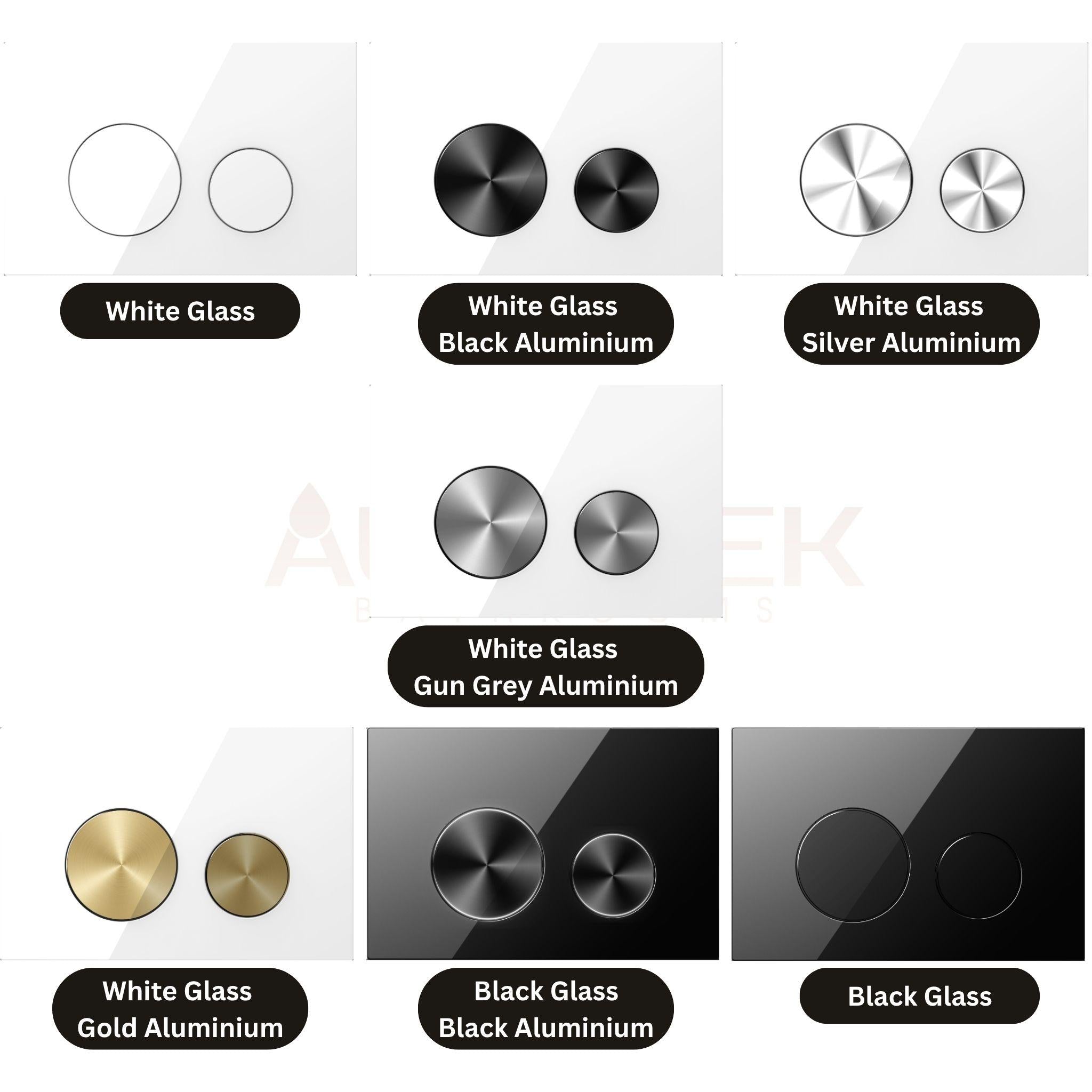 BELBAGNO GLASS IN WALL CIRCLE ALLOY BUTTON FLUSH PLATES 256MM BLACK ALUMINIUM