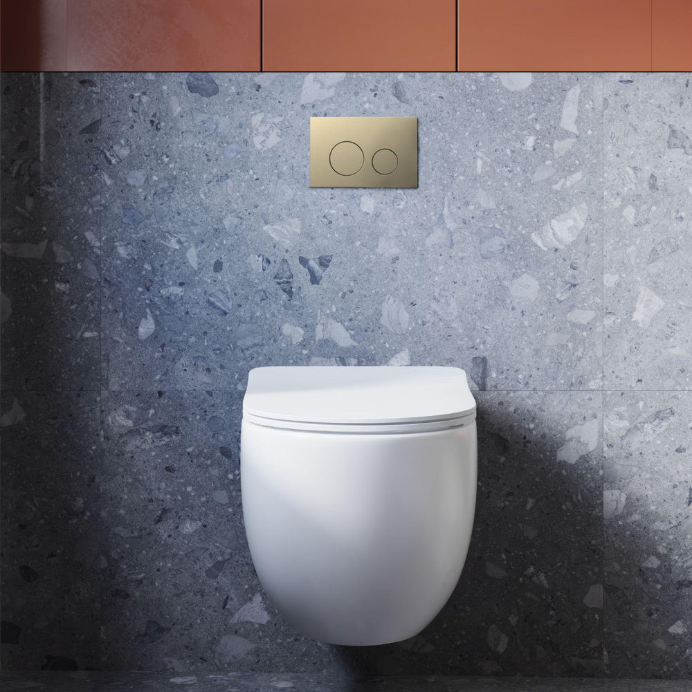 BELBAGNO STAINLESS STEEL IN WALL CIRCLE BUTTON FLUSH PLATES 256MM BRUSHED GOLD