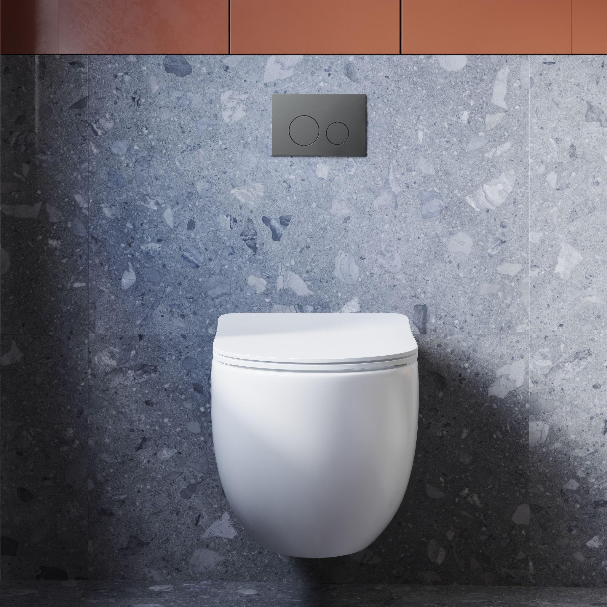 BELBAGNO STAINLESS STEEL IN WALL CIRCLE BUTTON FLUSH PLATES 256MM BRUSHED GUN GREY