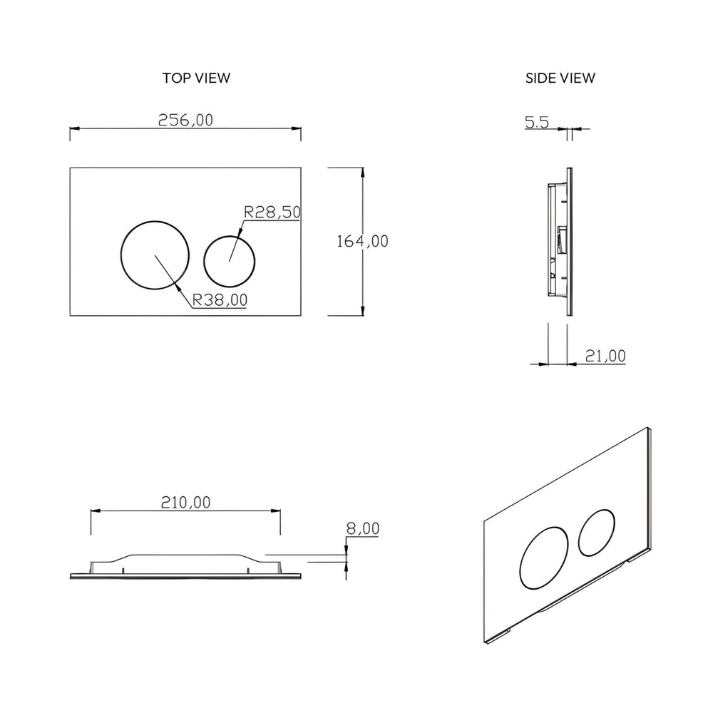 BELBAGNO STAINLESS STEEL IN WALL CIRCLE BUTTON FLUSH PLATES 256MM MATTE BLACK