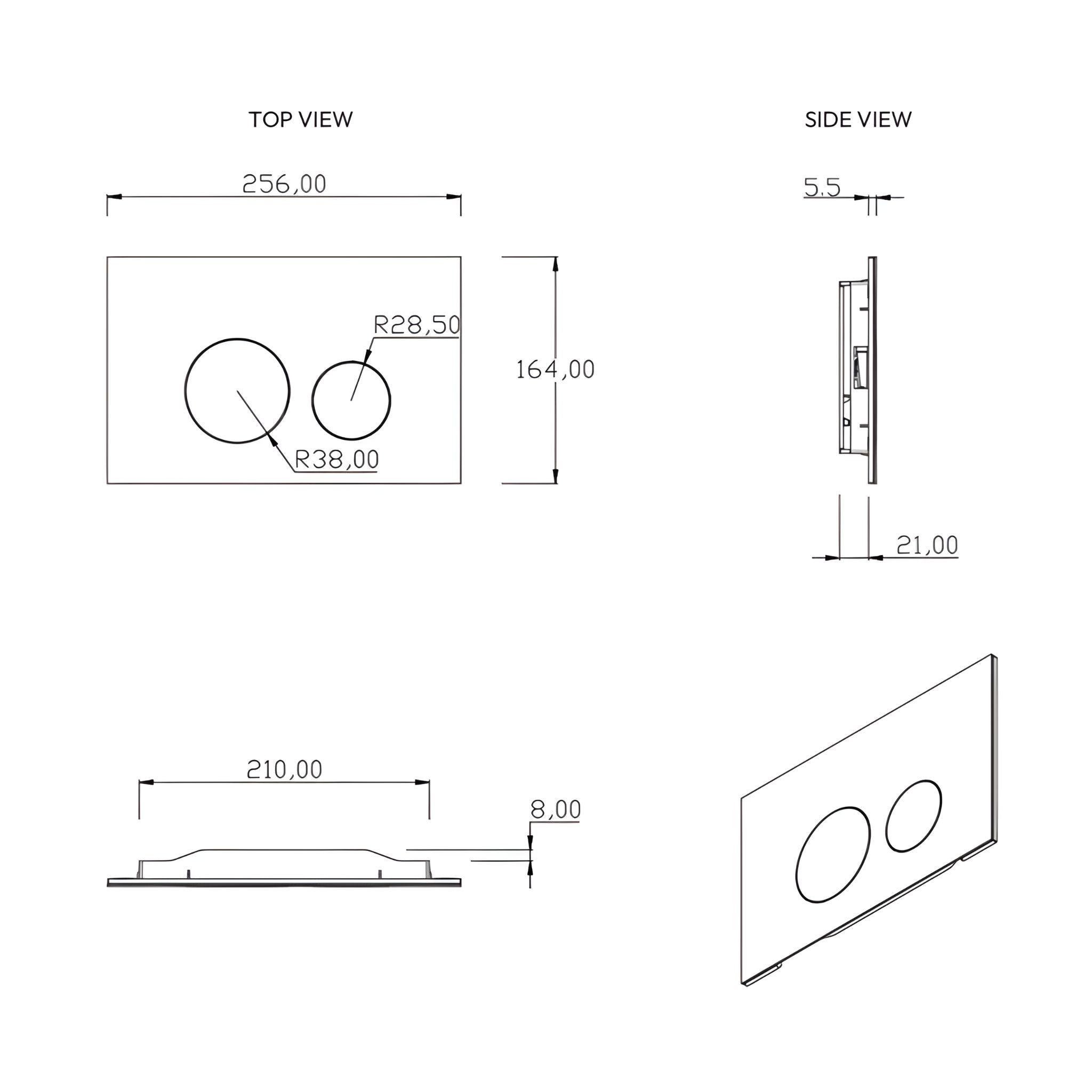 BELBAGNO STAINLESS STEEL IN WALL CIRCLE BUTTON FLUSH PLATES 256MM MATTE BLACK