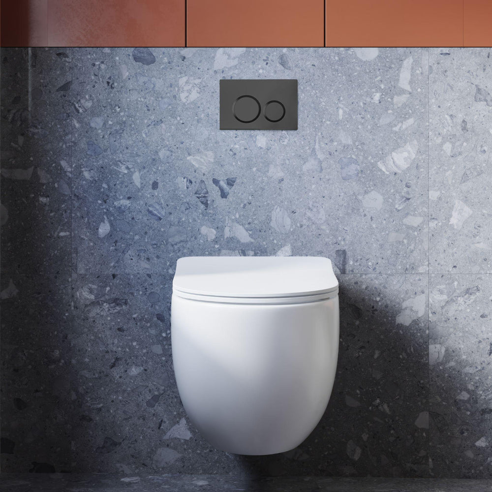 BELBAGNO ABS IN WALL CIRCLE BUTTON FLUSH PLATES 256MM MATTE BLACK
