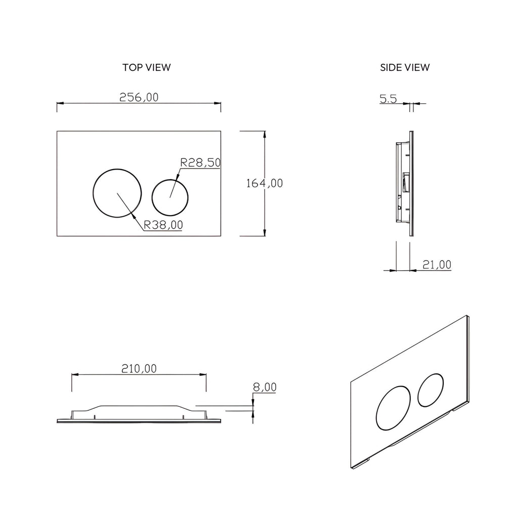 BELBAGNO ABS IN WALL CIRCLE BUTTON FLUSH PLATES 256MM WHITE