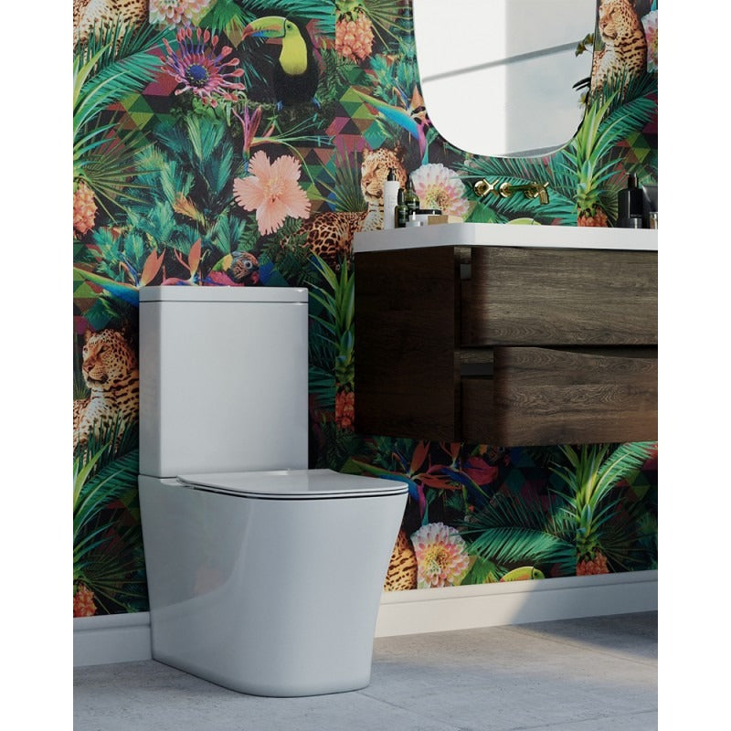 BEL BAGNO MODENA RIMLESS BACK TO WALL TOILET SUITE GLOSS WHITE