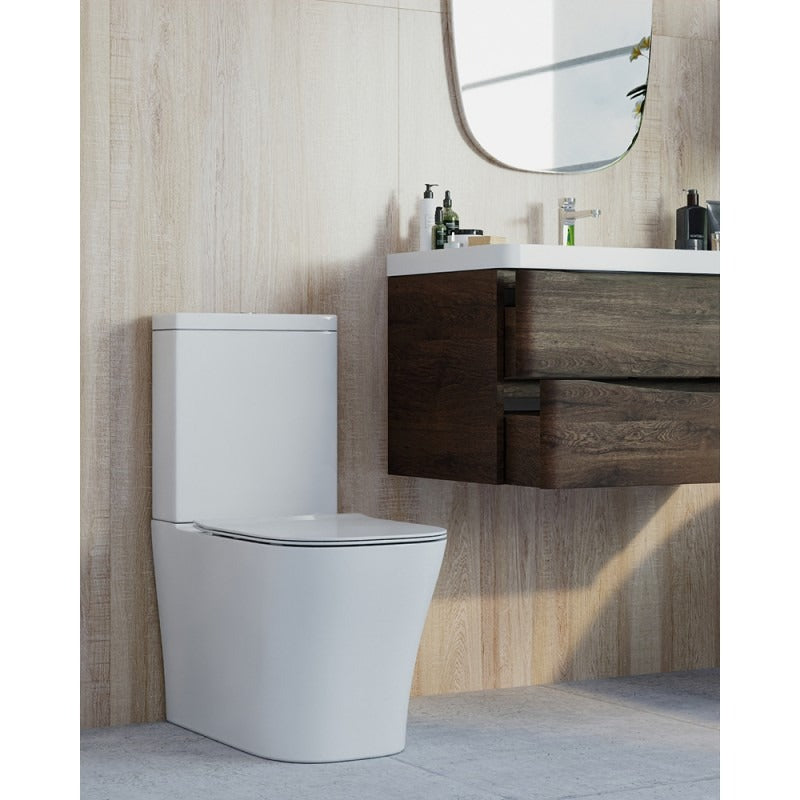 BEL BAGNO MODENA RIMLESS BACK TO WALL TOILET SUITE GLOSS WHITE
