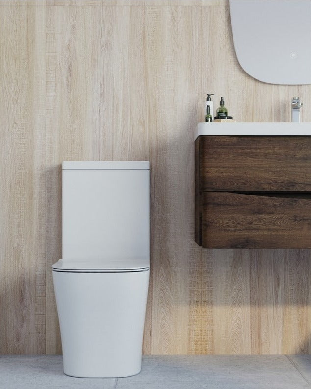 BEL BAGNO MODENA RIMLESS BACK TO WALL TOILET SUITE GLOSS WHITE