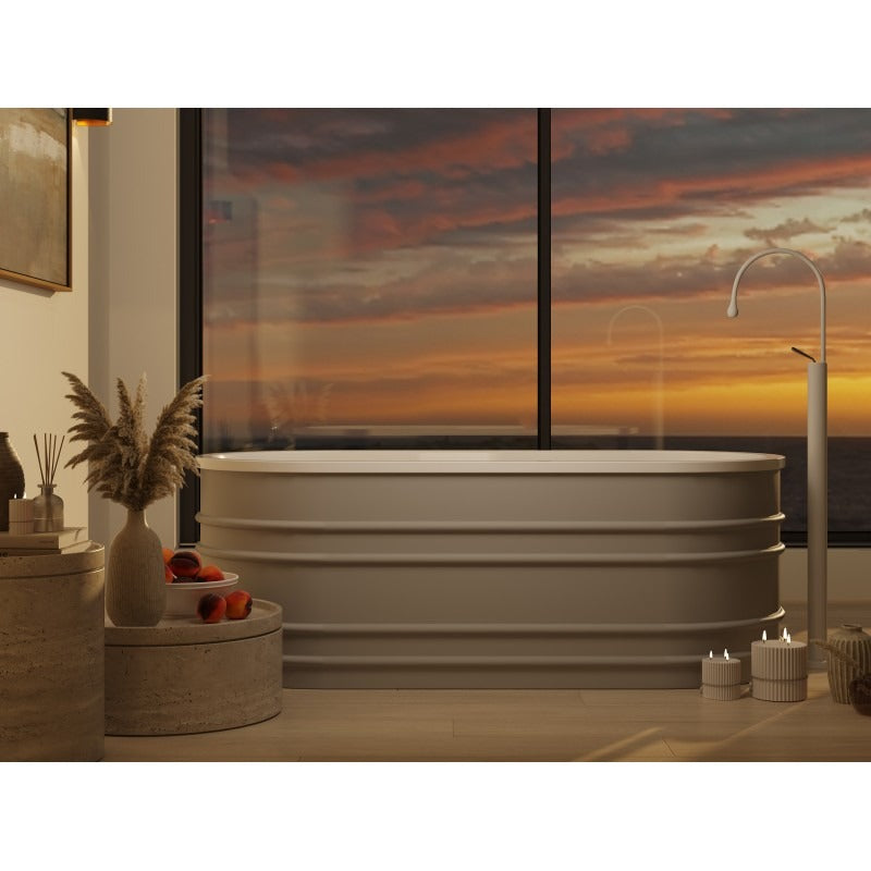 BELBAGNO BUCCIANO FREESTANDING BATHTUB STONE GREY AND GLOSS WHITE 1675MM