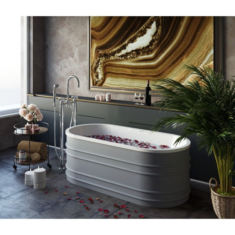 BELBAGNO BUCCIANO FREESTANDING BATHTUB STONE GREY AND GLOSS WHITE 1675MM