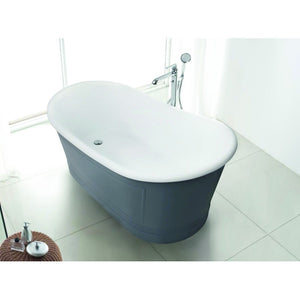 BELBAGNO RITZ FREESTANDING BATHTUB MATTE GREY AND GLOSS WHITE 1676MM