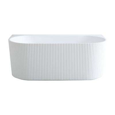 VITO BALI FLUTED FREESTANDING BACK TO WALL BATHTUB GLOSS WHITE (AVAILABLE IN 1500MM AND 1700MM)