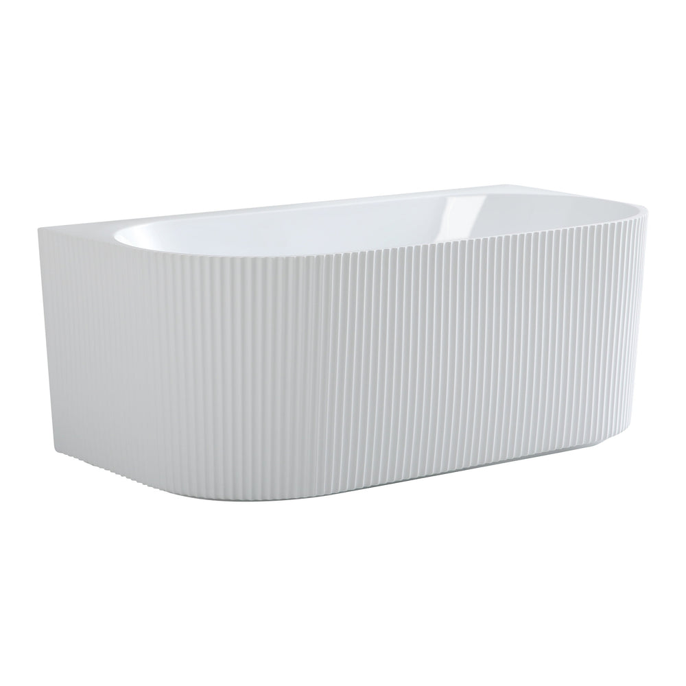 VITO BALI FLUTED FREESTANDING BACK TO WALL BATHTUB MATTE WHITE (AVAILABLE IN 1500MM AND 1700MM)