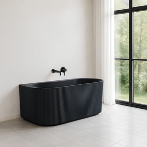 VITO BALI FLUTED FREESTANDING BACK TO WALL BATHTUB MATTE BLACK (AVAILABLE IN 1500MM AND 1700MM)