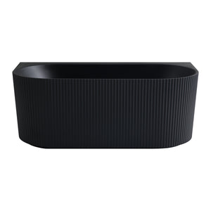VITO BALI FLUTED FREESTANDING BACK TO WALL BATHTUB MATTE BLACK (AVAILABLE IN 1500MM AND 1700MM)