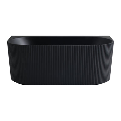VITO BALI FLUTED FREESTANDING BACK TO WALL BATHTUB MATTE BLACK (AVAILABLE IN 1500MM AND 1700MM)