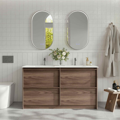 MERCIO BELLA NOTAIO WALNUT 1500MM DOUBLE BOWL FLOOR STANDING VANITY