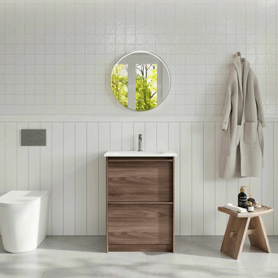 MERCIO BELLA NOTAIO WALNUT 600MM SINGLE BOWL FLOOR STANDING VANITY